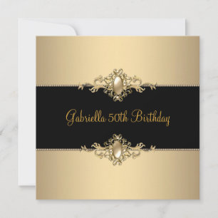 Black Coffee Trim 50th Birthday Party Pearl 3 Kaart