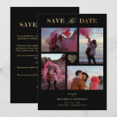 Black Collage Wedding Gold Heart 4 Foto's Covid19 (Voorkant / Achterkant)