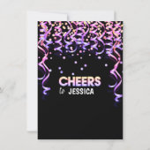 Black Color Streamers SURPRISE BIRTHDAY PARTY Kaart (Achterkant)