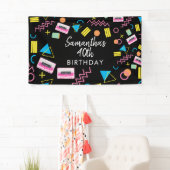 Black Colorful 80's Retro Birthday Party Spandoek (Insitu)
