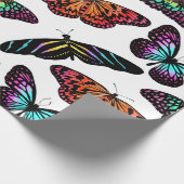 Black Colorful Butterflies Waterverf Patroon Cadeaupapier (Hoek)