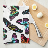 Black Colorful Butterflies Waterverf Patroon Theedoek (Quarter Fold)