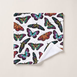 Black Colorful Butterflies Waterverf Patroon Washandje