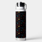 Black Colorful Personalized Water Bottle with Name Waterfles (Achterkant)