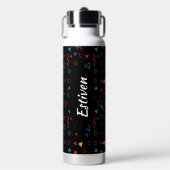 Black Colorful Personalized Water Bottle with Name Waterfles (Voorkant)