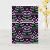 Black Colorful Retro 80's Neon Geometric Triangles Kaart (Gele Bloem)
