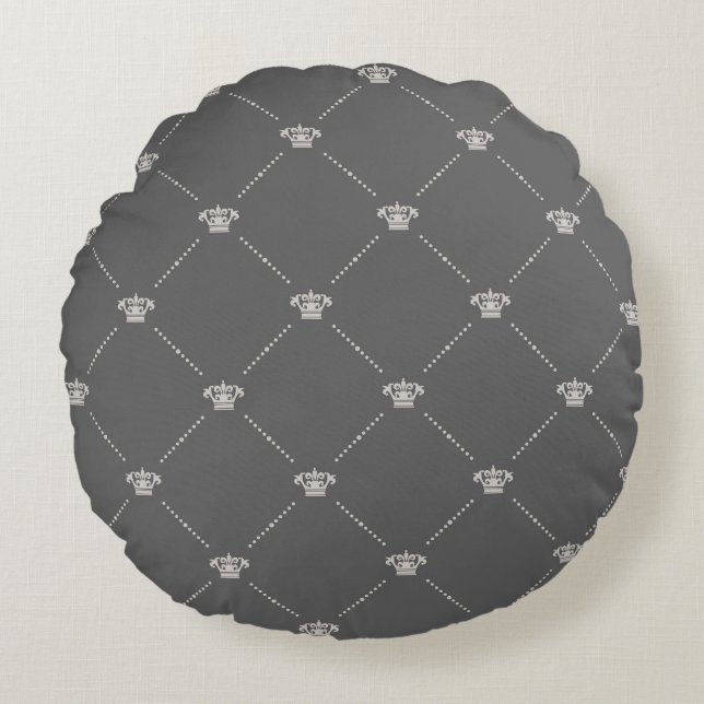 Black colour Round Pillow Rond Kussen (Voorkant)