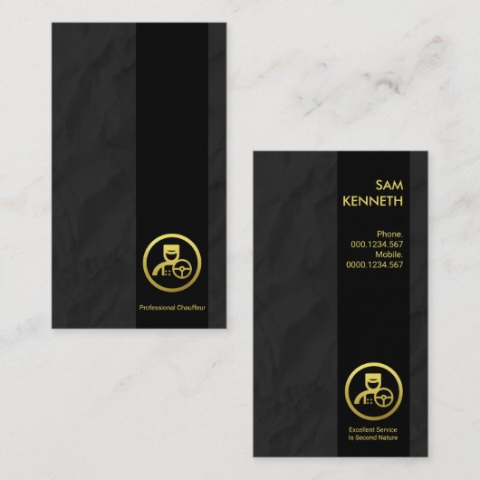 Black Column Black Paper Crunge Chauffeur Visitekaartje (Voorkant / Achterkant)