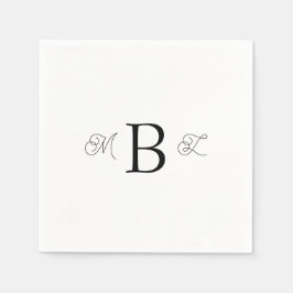 Black Combo Font Monogram White Wedding Cocktail Servet