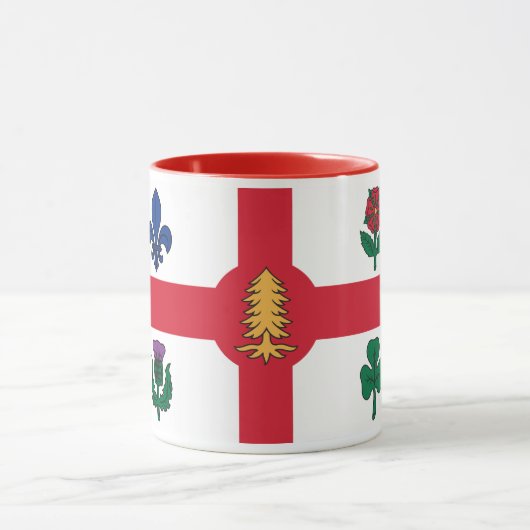 Black Combo Mug with flag of Montreal, Quebec Mok (Midden)