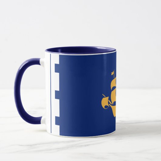 Black Combo Mug with flag of Quebec City Mok (Links)