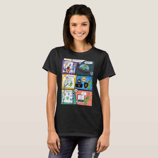 Black Comics Greenie Protector Vrouw T-shirt (Voorkant volledig)