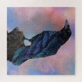 Black Common Raven at Sunset Jigzaag Puzzle Legpuzzel (Horizontaal)