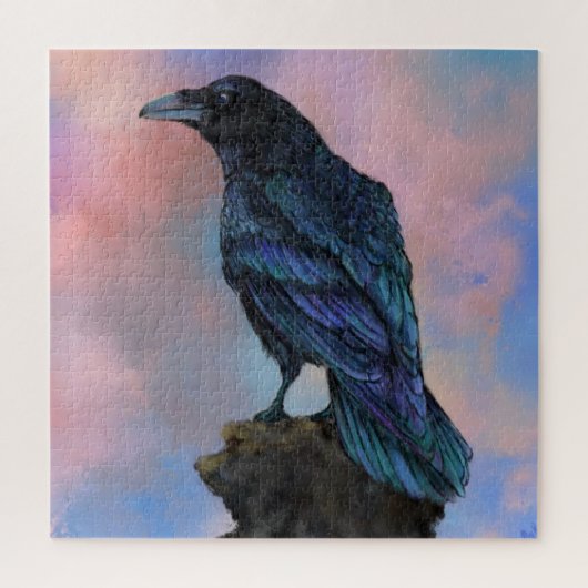 Black Common Raven at Sunset Jigzaag Puzzle Legpuzzel (Verticaal)