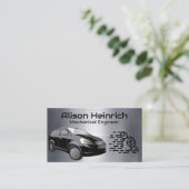 Black Compact Car | Auto-mechanische Logo Visitekaartje (Staand voorkant)
