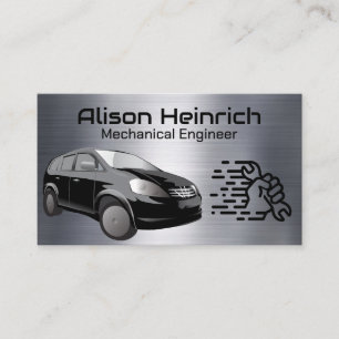 Black Compact Car   Auto-mechanische Logo Visitekaartje