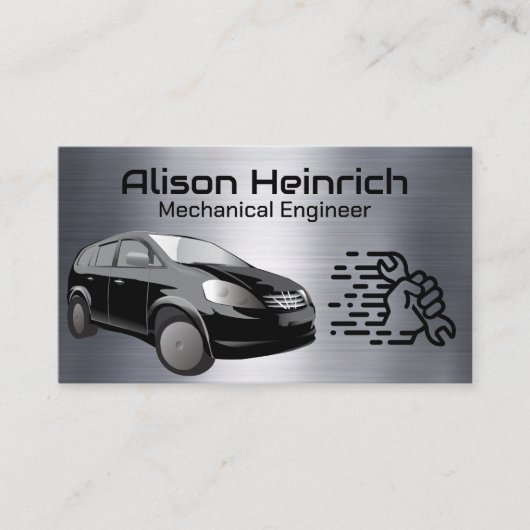 Black Compact Car | Auto-mechanische Logo Visitekaartje (Voorkant)