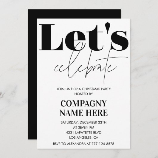 Black Company Kerstfeest Laten we vieren Kaart (Voorkant / Achterkant)