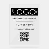 Black Company Logo Storefront QR Code Contactgegev Acryl Bord (Voorkant)