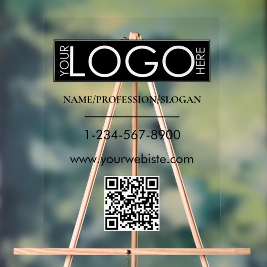 Black Company Logo Storefront QR Code Contactgegev Acryl Bord (Neutraal)