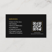 Black Concrete Services QR-code Visitekaartje (Achterkant)