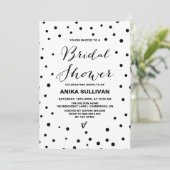 Black Confetti Stippen Bridal Shower Invitation Kaart (Staand voorkant)