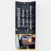 black congrats afstuderen 2025 met naam en foto spandoek (Verticaal)