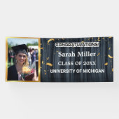black congrats afstuderen 2025 met naam en foto spandoek (Horizontaal)
