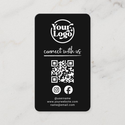 Black Connect met Amerikaanse QR-code Logo Social  Visitekaartje (Voorkant)