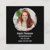 Black Connect with Me Photo QR Code Vierkante Visitekaartje (Voorkant)