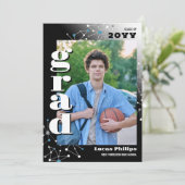 Black Connections 2 in 1 foto Afstuderen Kaart (Staand voorkant)