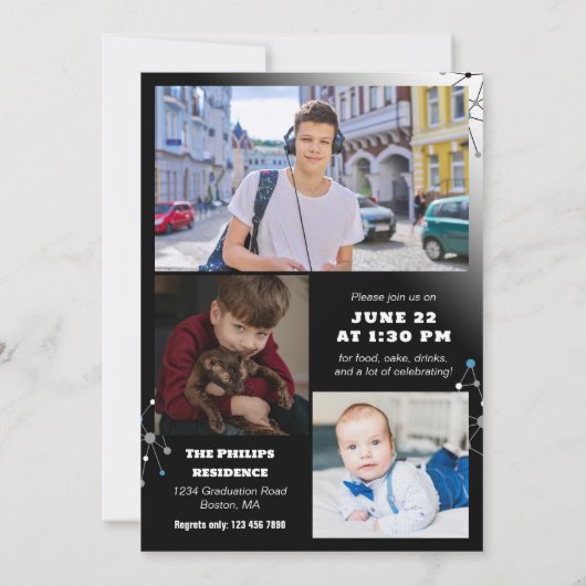 Black Connections 2 in 1 foto Afstuderen Kaart (Achterkant)