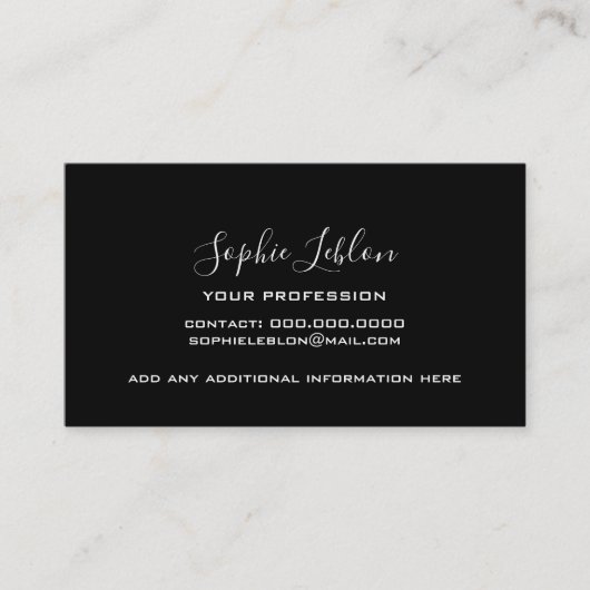 Black Contact Card with handwritten name Contactkaartje (Voorkant)