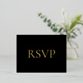 Black Contemporary Luxe Wedding RSVP Folie Feestdagen Briefkaart (Staand Voorkant)