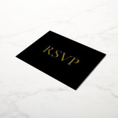 Black Contemporary Luxe Wedding RSVP Folie Feestdagen Briefkaart (Gedraaid)