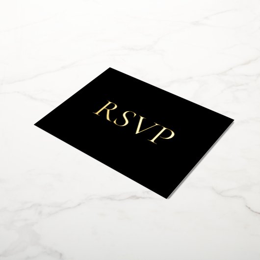 Black Contemporary Luxe Wedding RSVP Folie Feestdagen Briefkaart (Gedraaid)