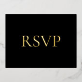 Black Contemporary Luxe Wedding RSVP Folie Feestdagen Briefkaart (Voorkant)