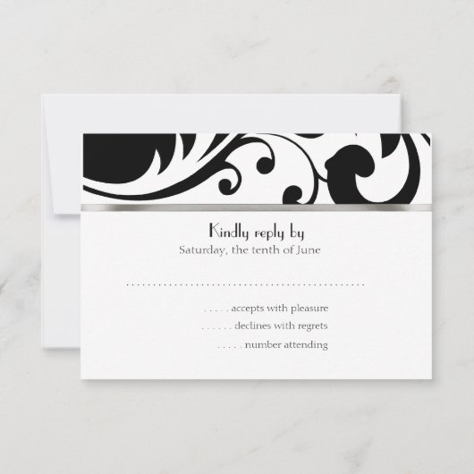 Black Contemsive Response Set 1021 RSVP Kaartje (Achterkant)