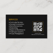 Black Contractor Services QR-code Visitekaartje (Achterkant)