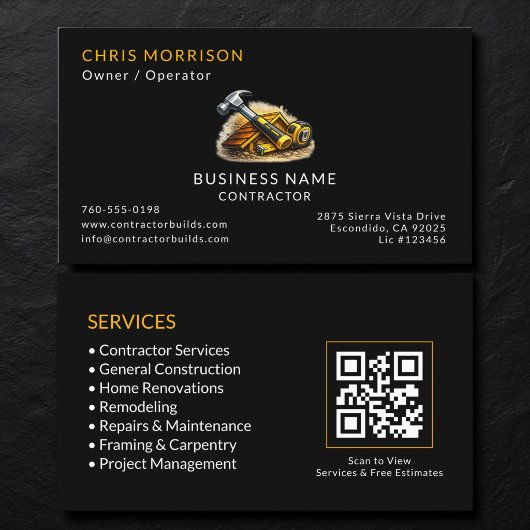 Black Contractor Services QR-code Visitekaartje