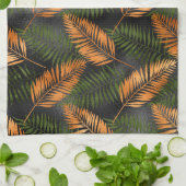 Black Copper Brown Palm Tree Leaf Glam Tropical Theedoek (Gevouwen)
