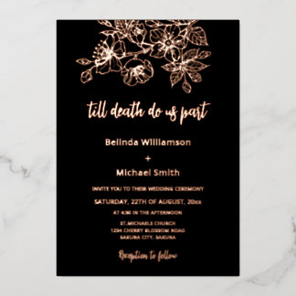 Black Copper Floral | Goth Wedding Folie Uitnodiging