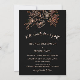 Black Copper Floral | Goth Wedding Kaart