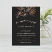 Black Copper Floral | Goth Wedding Kaart (Staand voorkant)