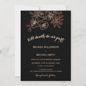 Black Copper Floral | Goth Wedding Kaart (Voorkant)