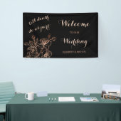 Black Copper Floral Line Art | Welkom bruiloft Spandoek (Beurs)