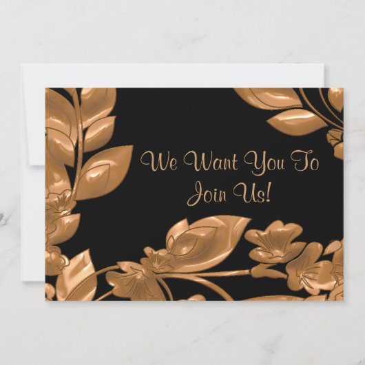 Black & Copper Garden Invite Kaart (Voorkant)