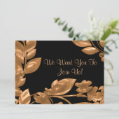 Black & Copper Garden Invite Kaart (Staand voorkant)