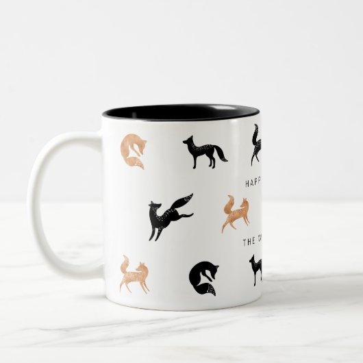 Black & Copper Holiday Woodland Forest Vossen Tweekleurige Koffiemok (Links)