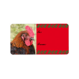Black Copper Maran Rooster-Label met kerstcadeau Etiket